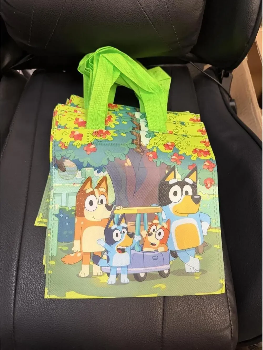10 Pack Bluey Reusable Birthday Party Favor Tote Gift Bags 8.5x8.75 New Green